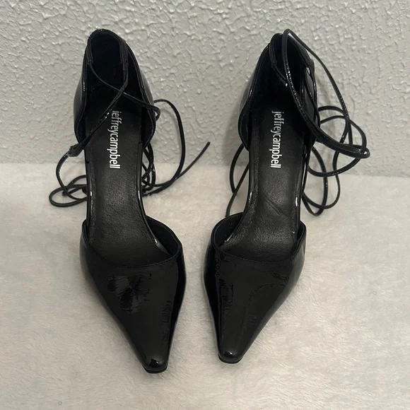 Jeffrey Campbell Demi d'Orsay pump in Black Patent finish with gold- tone Heels - Picture 11 of 15